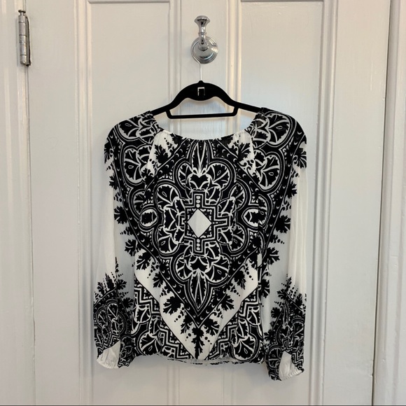 Alice + Olivia Naya Printed Blouson Boho Top Sz XS - Picture 8 of 8